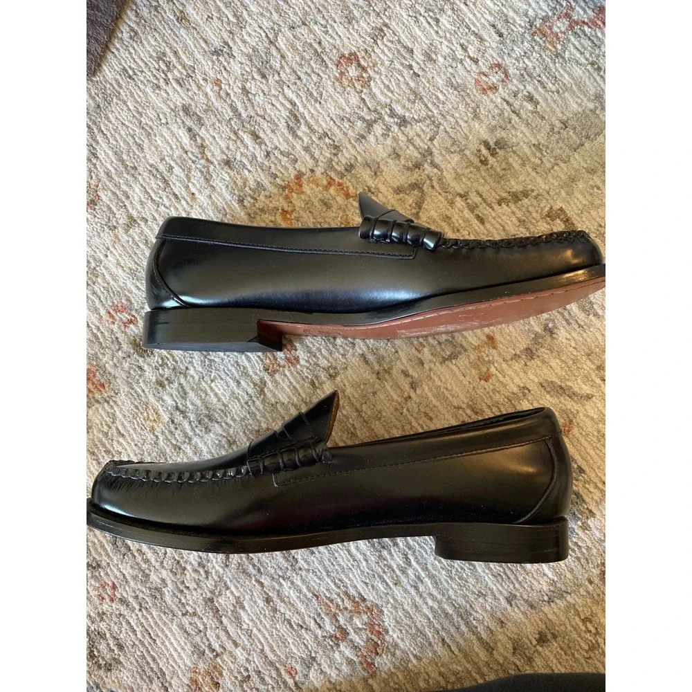 GH Bass Weejuns Larson Black Polished Leather Penny Loafers Mens 10.5D BAZ1W002